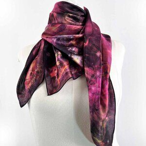 Hot Pink Abstract Cosmic Square Pure Silk Scarf
